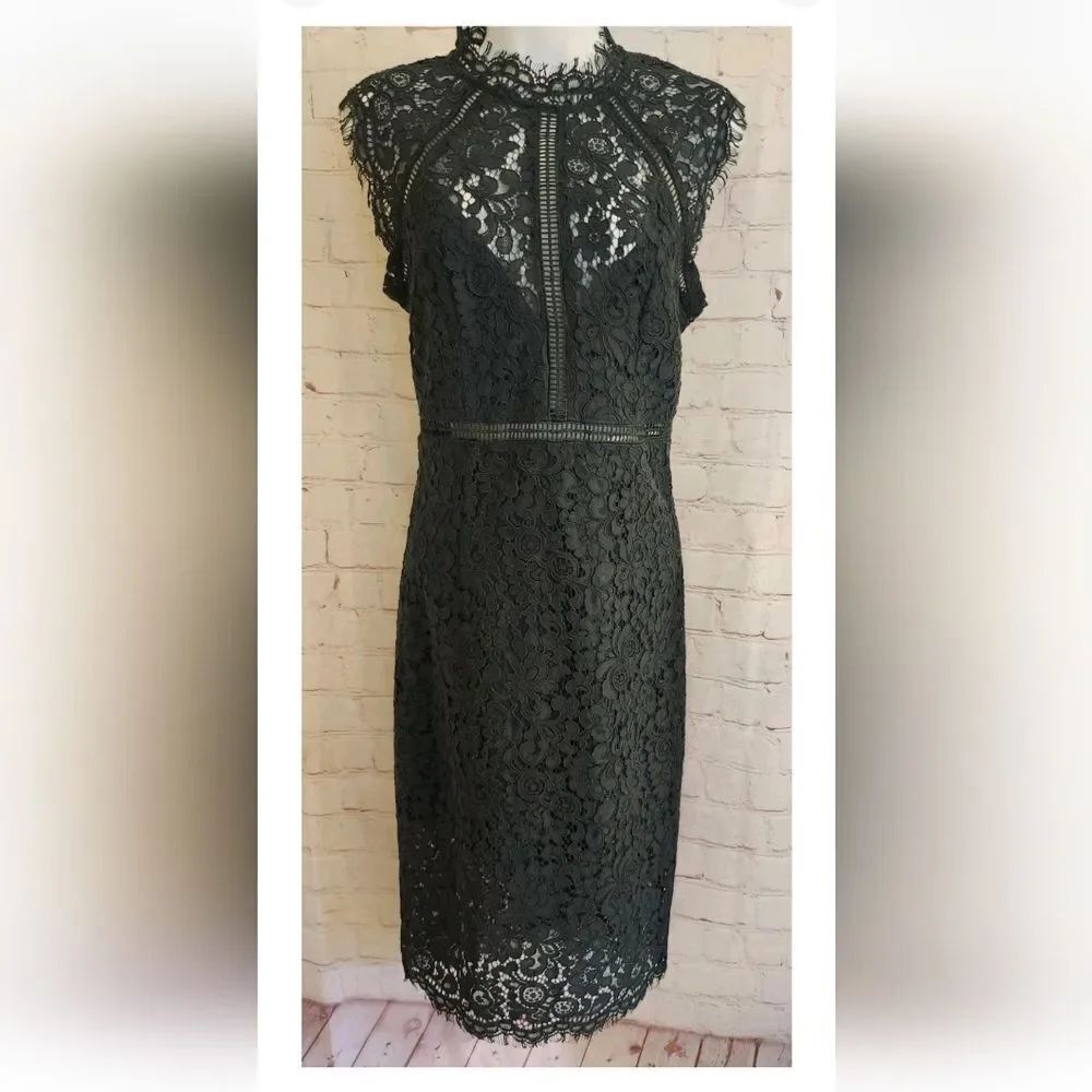NWT Bardot "Guipure" Forest Green Lace Cocktail Dress Sz. 6/38 Ret.$275